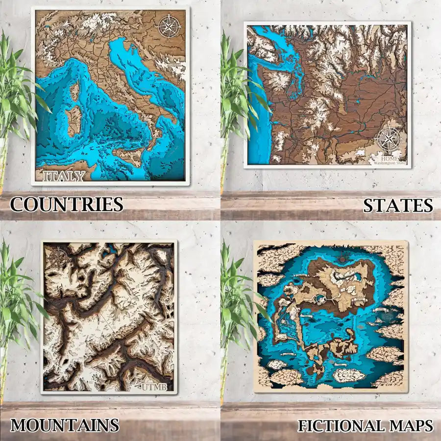 Custom wooden map packaged as a unique handcrafted gift