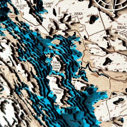 Cottage decor Lake Muskoka 3D wooden wall map