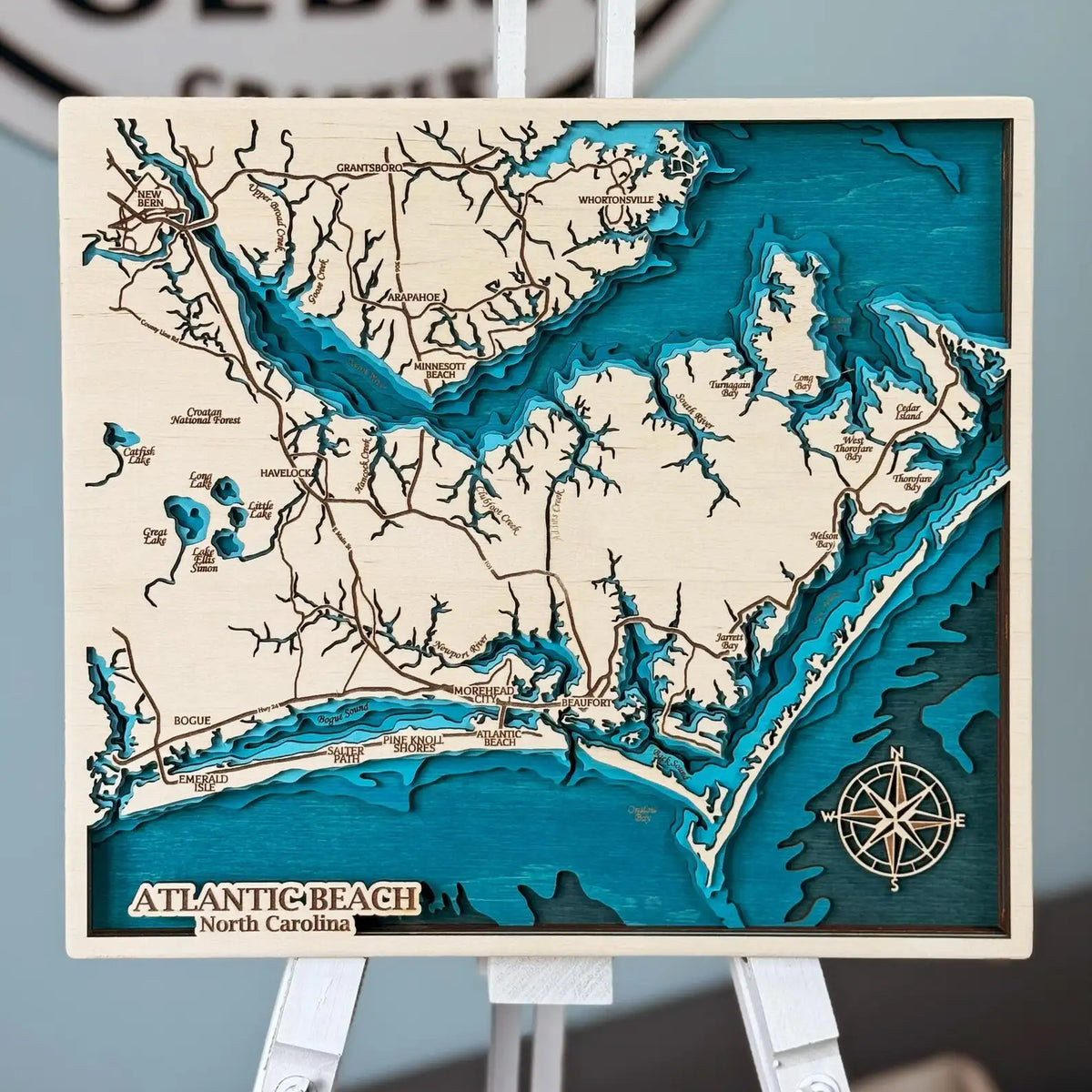 Atlantic Beach 3D Wooden Map – Custom Wood Maps