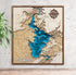 3D wooden map of Lake Buchanan, Texas with layered topographic design