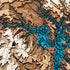 Close-up of Badin Lake 3D wooden map highlighting layered water depth