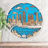 3D wooden skyline map of Cleveland Ohio with Lake Erie waterfront