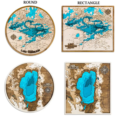Engraved wooden map of Lake Vermilion, MN – personalized lake gift