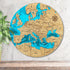 3D wooden round map of Europe with engraved countries and seas