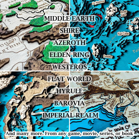 Handcrafted 3D wooden map of Hyrule – unique gift for Zelda fans and gamers