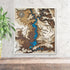 3D layered wooden map of Flaming Gorge Utah showing topographic detail.