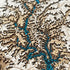 Close-up of Lake Oconee 3D wooden map with depth layers