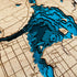 Close-up of Lake Simcoe 3D wooden map with layered water contours