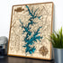 3D wooden map of Lake Norman North Carolina with engraved shoreline details