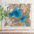 3D wooden map of Madison Wisconsin showing Lake Mendota and Lake Monona