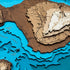 Close-up of Maui wood map showing Haleakalā volcanic contours.