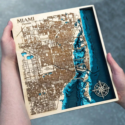 Handmade layered Miami coastal wood wall art