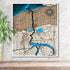 3D wooden map of Niagara Falls Canada with engraved streets and waterways
