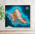 Handcrafted 3D wooden map of Oʻahu, Hawaii, wall art design.