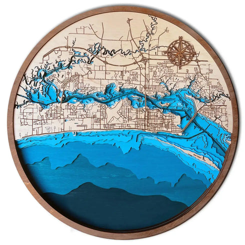 Ocean Springs Biloxi Bay Wooden 3D Map