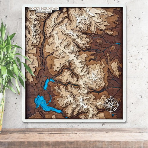 3D wooden map of Rocky Mountain National Park wall décor