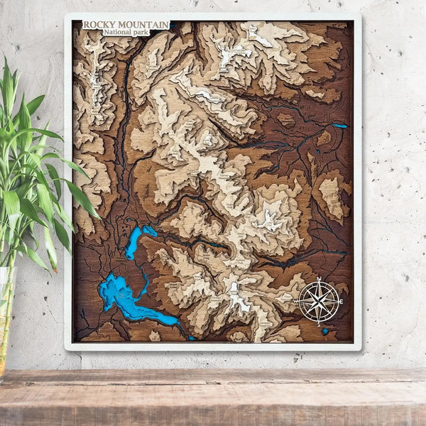 3D wooden map of Rocky Mountain National Park wall décor
