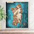 Sardinia Italy 3D wooden map with layered coastal details