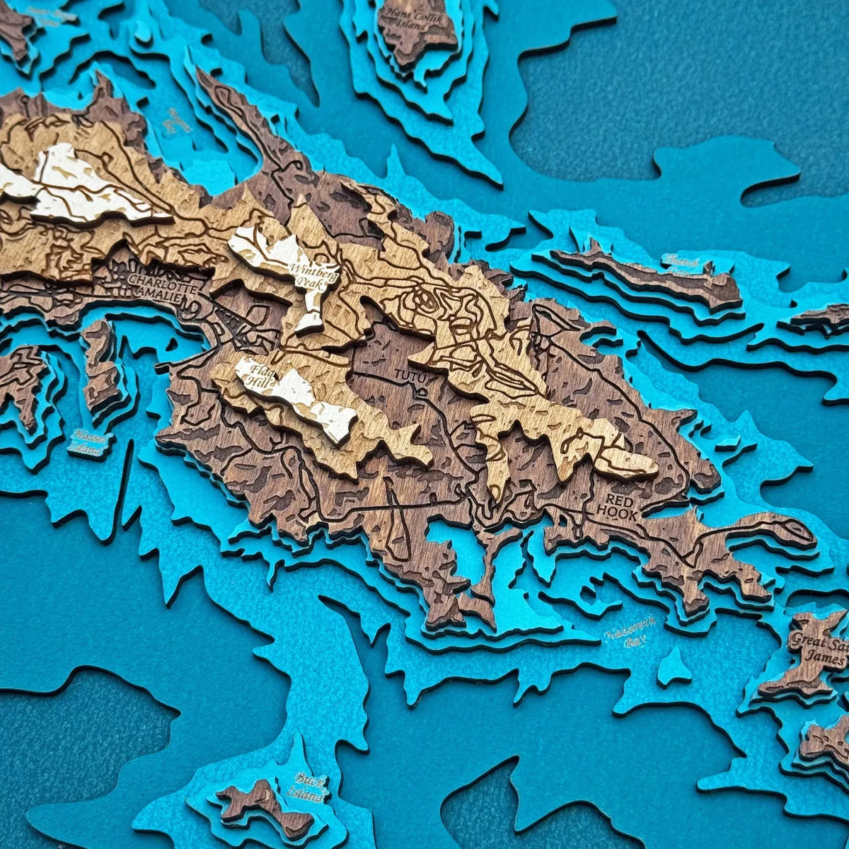 St. Thomas Virgin Islands 3D Wooden Map – Coastal Wall Art Decor ...