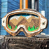 3D wooden trail map of Sugarbush Vermont framed inside ski goggles