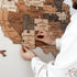 Close up of USA wooden map puzzle showing engraved state details