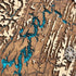 Close-up of Watts Bar Lake wooden map highlighting water channels